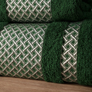Lionel ręcznik, 50x90cm, kolor 202 ciemno zielony butelkowy ze srebrną bordiurą