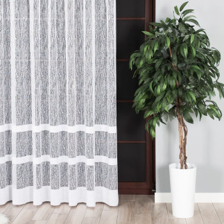 Firanka żakardowa ze wzorem pasowym, wysokość 250cm, kolor 001 biały