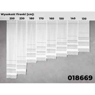 Firanka żakardowa ze wzorem pasowym, wysokość 250cm, kolor 001 biały