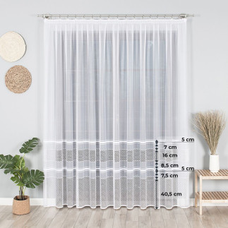 Firanka żakardowa ze wzorem pasowym, wysokość 250cm, kolor 001 biały