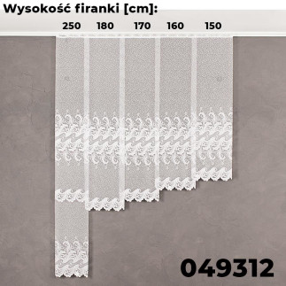 Firanka żakardowa ze wzorem pasowym, wysokość 250cm, kolor 001 biały