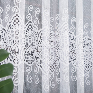 Firanka żakardowa ze wzorem pasowym, wysokość 250cm, kolor 001 biały