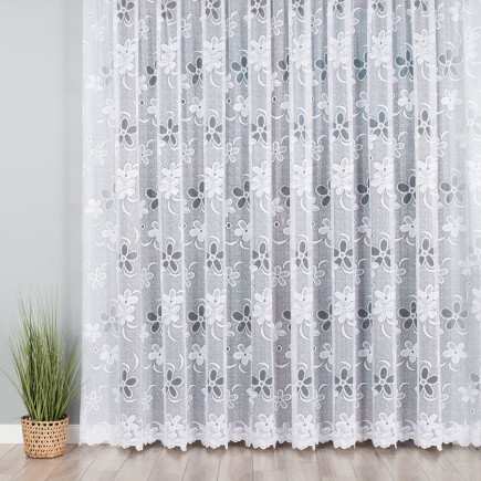 Firanka żakardowa ze wzorem po całości, wysokość 250cm, kolor 001 biały