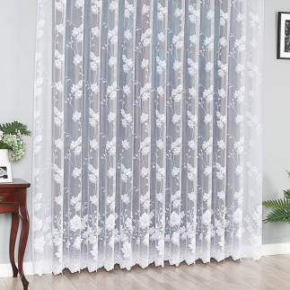 Firanka żakardowa ze wzorem po całości, wysokość 230cm, kolor 001 biały