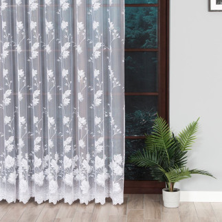 Firanka żakardowa ze wzorem po całości, wysokość 230cm, kolor 001 biały