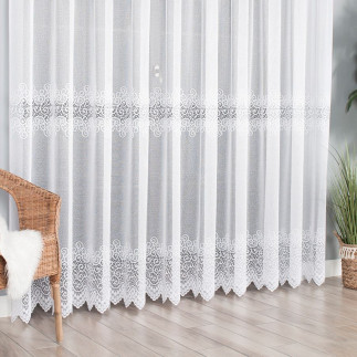Violetta firanka żakardowa ze wzorem pasowym, wysokość 220cm, kolor 001 biały