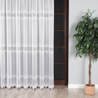 Violetta firanka żakardowa ze wzorem pasowym, wysokość 220cm, kolor 001 biały
