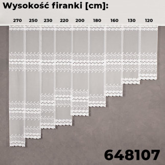 Firanka żakardowa ze wzorem pasowym, wysokość 230cm, kolor 001 biały