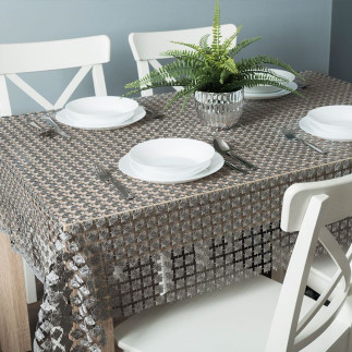 Tkanina gipiurowa z przenaczeniem na firanę i obrus, wysokość 280cm, kolor szary 005 z lurexem