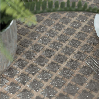 Tkanina gipiurowa z przenaczeniem na firanę i obrus, wysokość 280cm, kolor szary 005 z lurexem