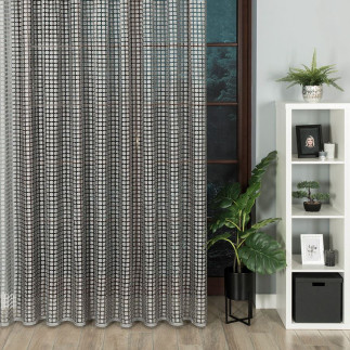 Tkanina gipiurowa z przenaczeniem na firanę i obrus, wysokość 280cm, kolor szary 005 z lurexem