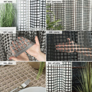 Tkanina gipiurowa z przenaczeniem na firanę i obrus, wysokość 280cm, kolor szary 005 z lurexem