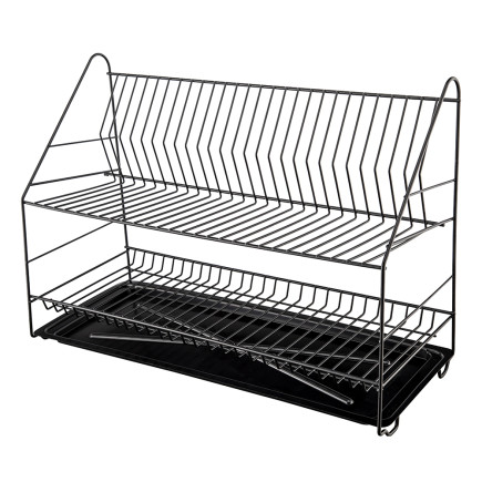 Suszarka do naczyń 2-poziomowa 60cm czarna z tacką EAN: 5906551042252