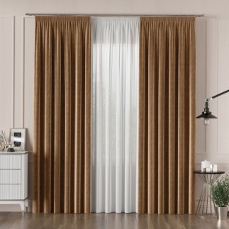 Velvet tkanina dekoracyjna, wysokość 300cm, kolor 015 ciepły brązowy