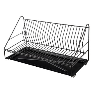 Suszarka do naczyń 1-poziomowa 50cm czarna z tacką EAN: 5906551042160