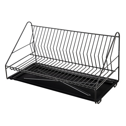 Suszarka do naczyń 1-poziomowa 50cm czarna z tacką EAN: 5906551042160