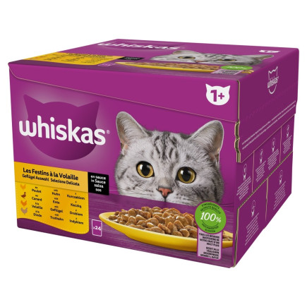 Whiskas kurczak kaczka drób indyk w sosie 24x85g