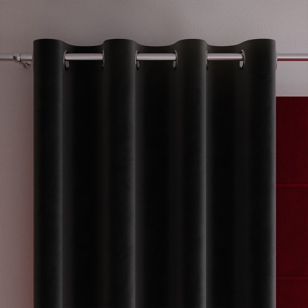Velvi zasłona gotowa na przelotkach, szerokość 140 x wysokość 240cm, kolor 111 czarny
