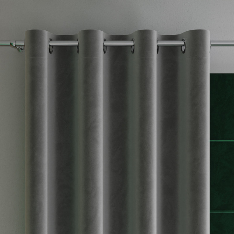 Velvi zasłona gotowa na przelotkach 140x230cm antracytowa ciemna 006 EAN: 5907693259997