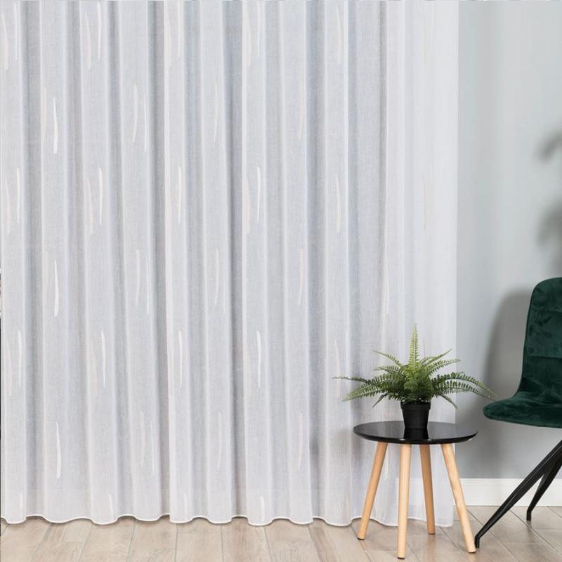 Firanka fantazyjna z ołowianką 320cm, kolor biały z beżowym, EAN: 5907693228658