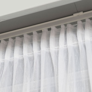 Firanka fantazyjna z ołowianką, wysokość 300cm, kolor 002 biały ze srebrną nitką