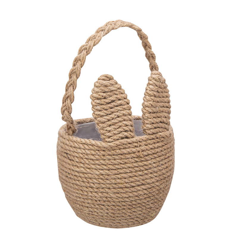 Koszyk jutowy z uchwytem Dekoracyjny Zając 12x12x15 cm EAN: 5904252386576