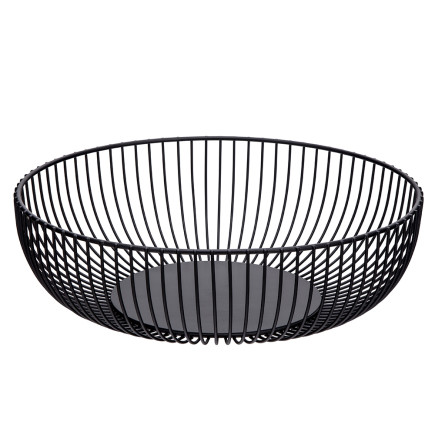 Koszyk na owoce metalowy okragły 28x8,5 cm czarny
