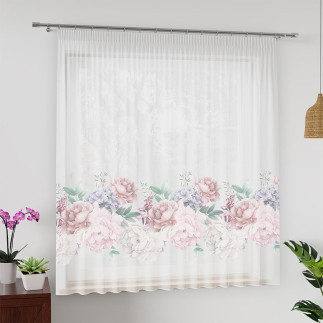 Peoni firanka z ołowianką woal, wysokość 157cm, kolor 001