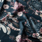 Kwiatowy łapacz snów tkanina dekoracyjna velvet, 150cm, kolor 001 granatowy