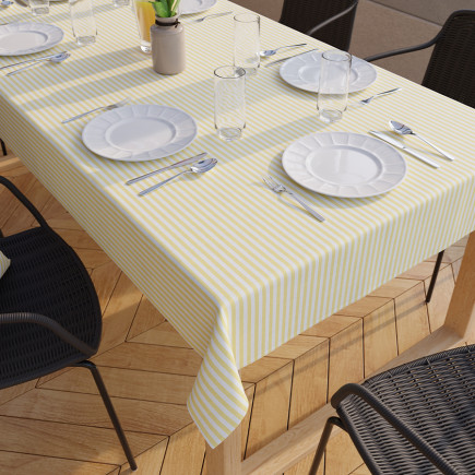 Wiosenny piknik paski tkanina dekoracyjna oxford wodoodporny, szerokość 145cm, kolor 001 żółty