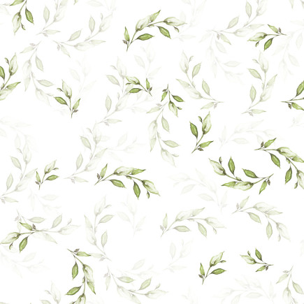 Wiosenne listki tkanina dekoracyjna oxford wodoodporny, szerokość 145cm, kolor 002 zielony