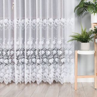 Firanka żakardowa ze wzorem pasowym, wysokość 230cm, kolor 001 biały