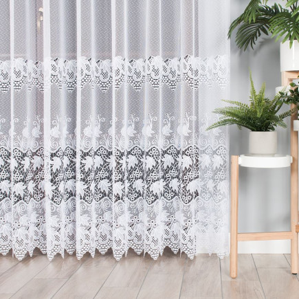 Firanka żakardowa ze wzorem pasowym, wysokość 230cm, kolor 001 biały