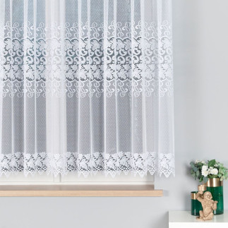 Firanka żakardowa ze wzorem pasowym, wysokość 150cm, kolor 001 biały