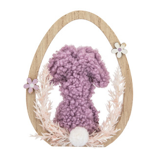 Figurka boucle zając w jajku 11x2x14 cm kol. fioletowy