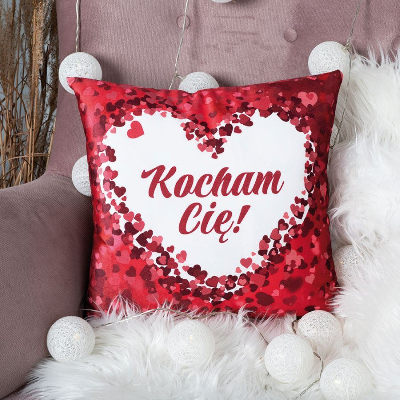 Kocham Cię Poszewka Dekoracyjna Velvet 40x40cm Czerwony EAN: 2010000603055