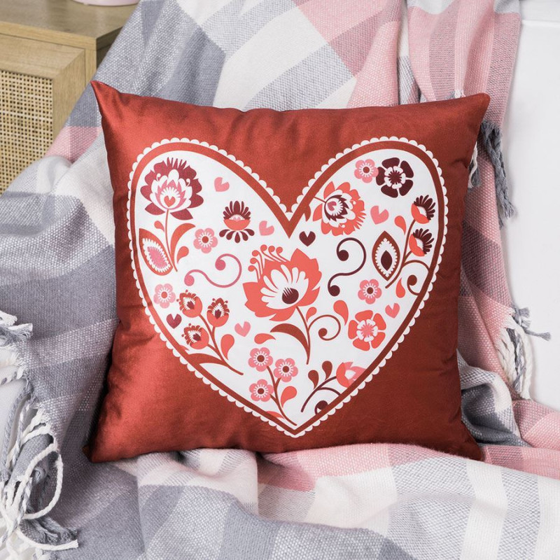 Folk Love Poszewka Dekoracyjna Velvet 40x40cm Czerwony, EAN: 5907693254497 Folk Love Poszewka Dekoracyjna Velvet 40x40cm Czerwony, EAN: 5907693254497