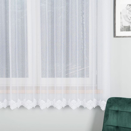 Firanka żakardowa ze wzorem na samym dole, wysokość 180cm,  kolor 001 biały
