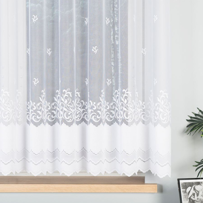 Firanka żakardowa ze wzorem po całości, wysokość 160cm, kolor biały - EAN: 5907693249325