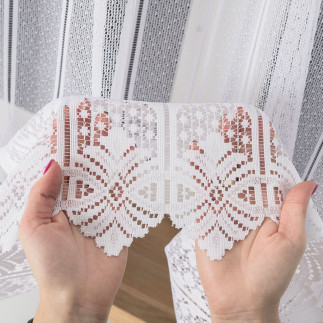 Firanka panelowa żakardowa ze wzorem na samym dole, wysokość 160cm, kolor 001 biały