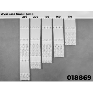 Firanka żakardowa ze wzorem pasowym, wysokość 160cm, kolor 001 biały