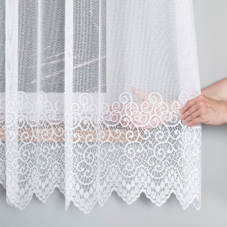 Violetta firanka żakardowa ze wzorem pasowym, wysokość 150cm, kolor 001 biały