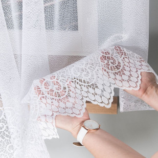 Violetta firanka żakardowa ze wzorem pasowym, wysokość 150cm, kolor 001 biały