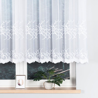 Firanka żakardowa ze wzorem pasowym, wysokość 130cm, kolor 001 biały