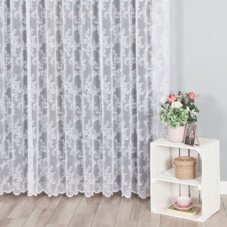 Firanka żakardowa ze wzorem po całości, wysokość 250cm, kolor 001 biały