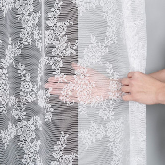Firanka żakardowa ze wzorem po całości, wysokość 250cm, kolor 001 biały