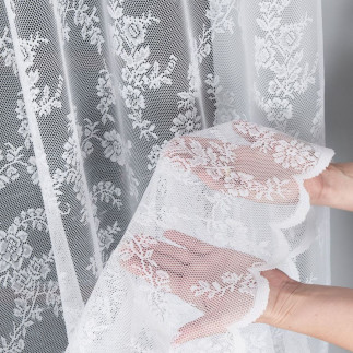 Firanka żakardowa ze wzorem po całości, wysokość 250cm, kolor 001 biały