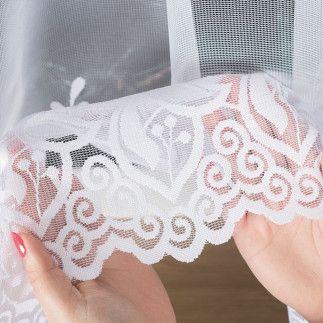 Firanka żakardowa ze wzorem pasowym, wysokość 160cm, kolor 001 biały