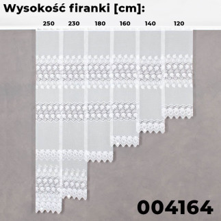 Firanka żakardowa ze wzorem pasowym, wysokość 120cm, kolor 001 biały