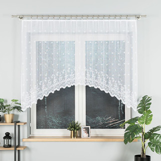 Karolina firanka żakardowa odpasowana ze wzorem po całości, szerokość 250 x wysokość 120cm, kolor 001 biały